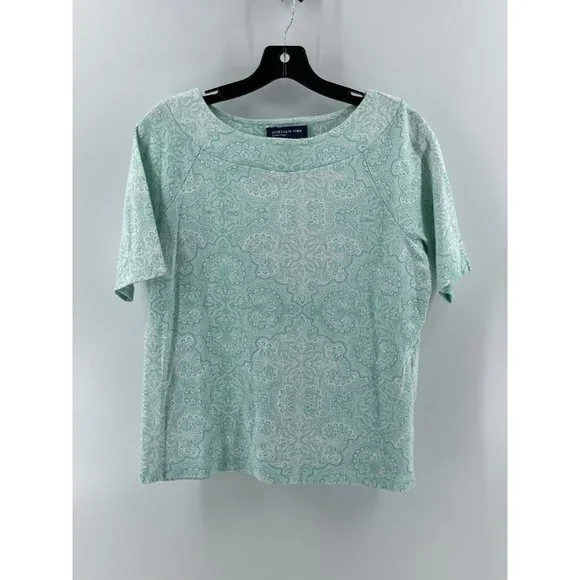 Jones New York Signature Women's Short Sleeve Green Shirt Top Size Large - Picture 2 of 9